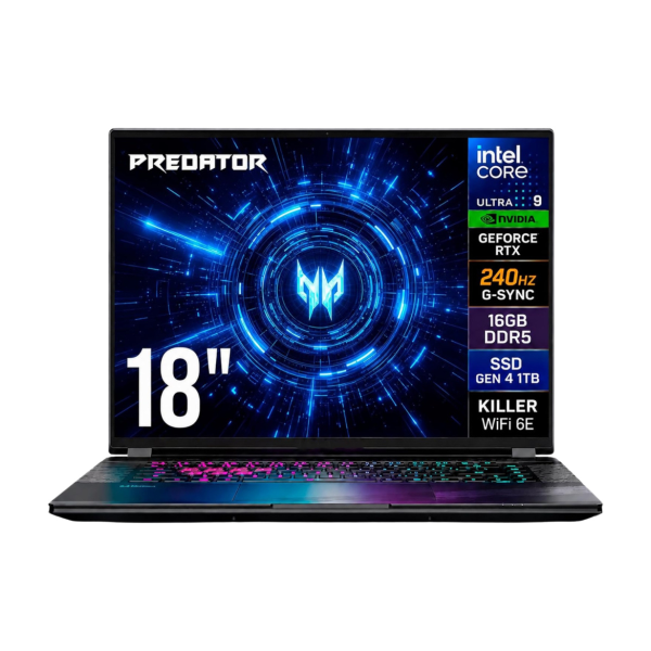 Acer Predator Helios Neo 18 AI (NH.U0HAA.002) | Intel Core Ultra 9 275HX | NVIDIA RTX 5070 Ti | 16GB DDR5-6400 | 1TB SSD | 18.0 WQXGA IPS